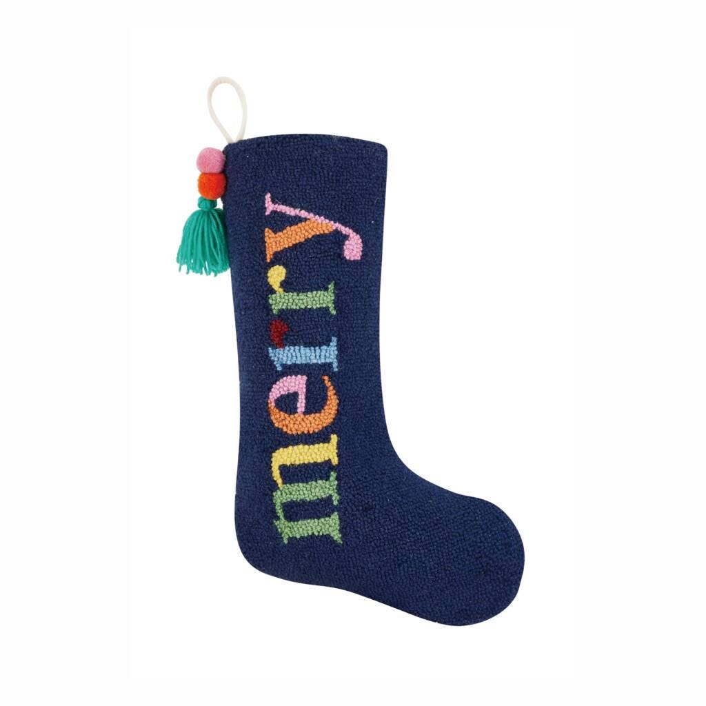 Personalised Multi Coloured Merry Christmas Stocking