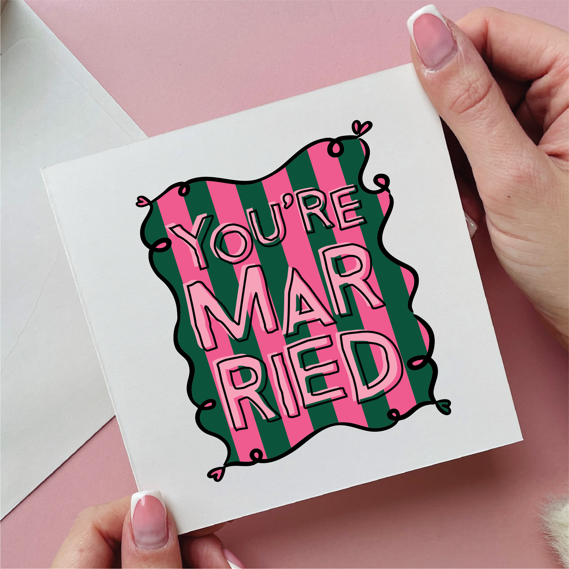 You're Married Stripe Wedding Card
