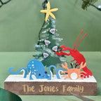 Personalised Sealife Christmas Wooden Block Decoration