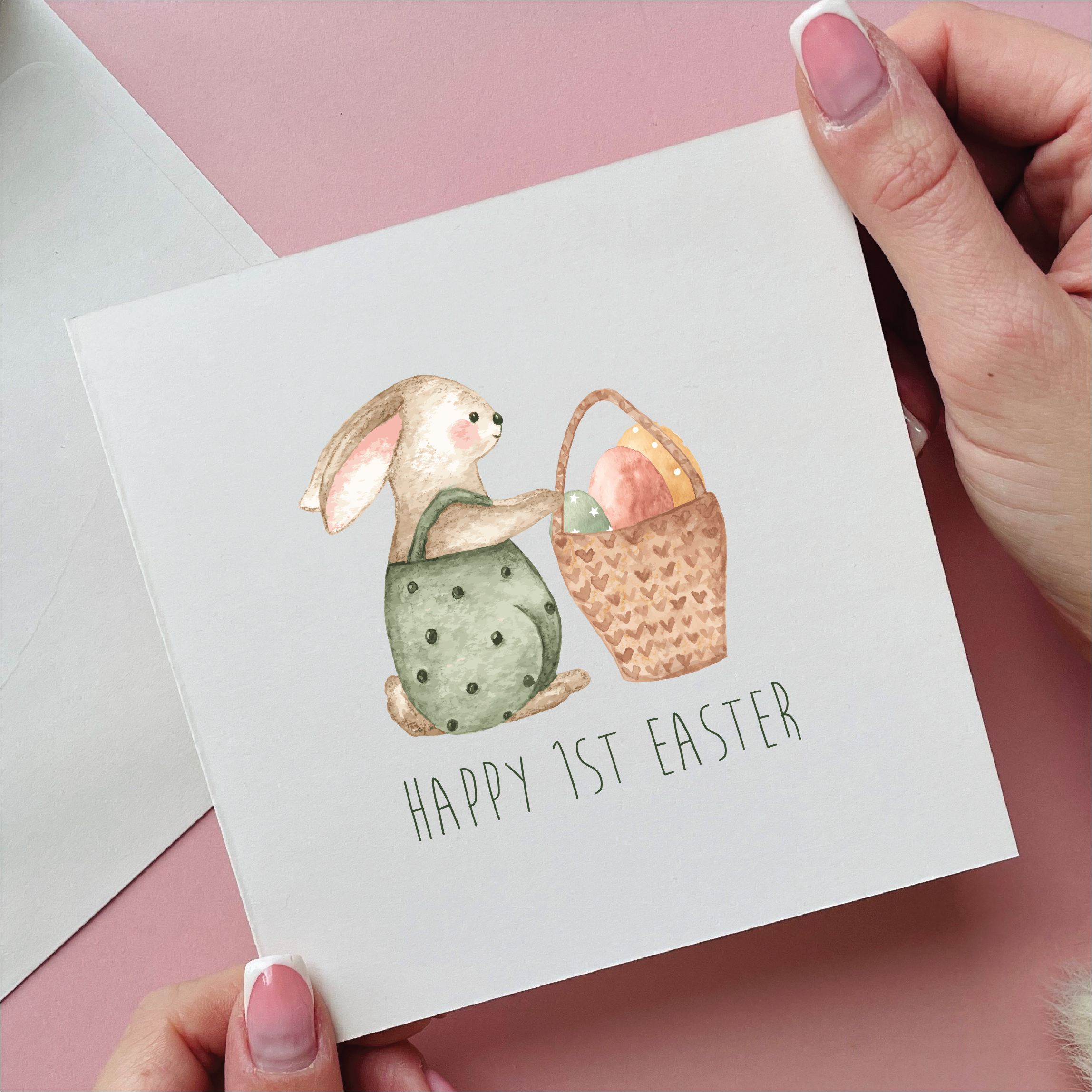 Bunny with Eggs 1st Easter Card