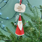 Personalised Metal Tennis Santa Christmas Bauble