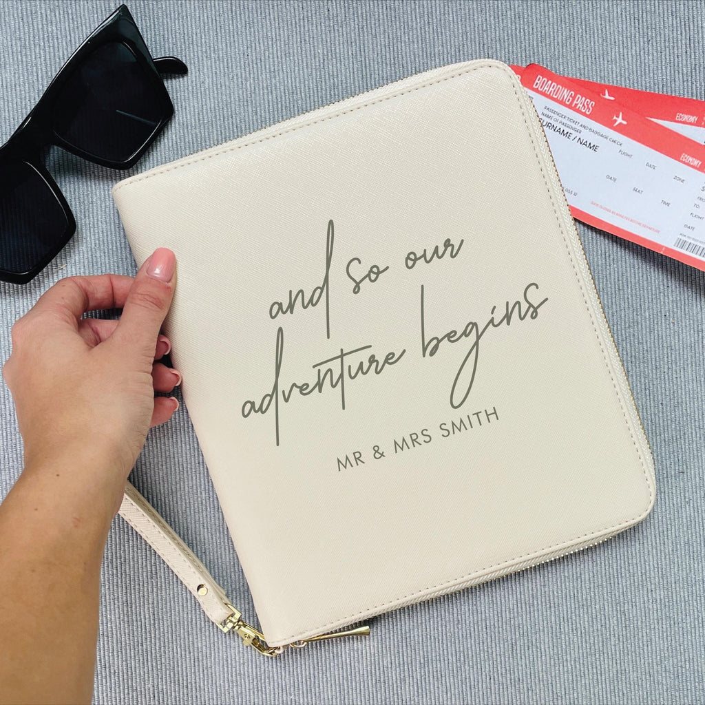 Personalised And So Our Adventure Begins Travel Wallet for Honeymoon