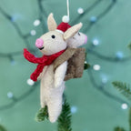 Personalised Pig And Piglet Felt Christmas Bauble