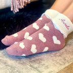 Personalized Heart Socks: Super Soft Wool Blend, Embroidered Mum Gift