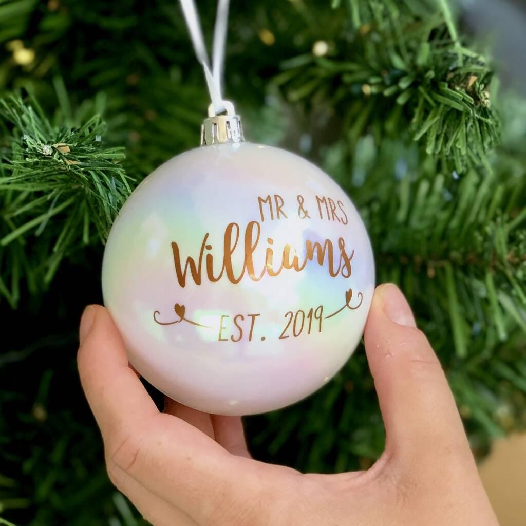 Personalised Copper Wedding Bauble Decoration