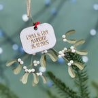 Personalised Metal Mistletoe Married Bauble