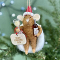 Personalised Christmas Mouse Drinking Wine Bauble