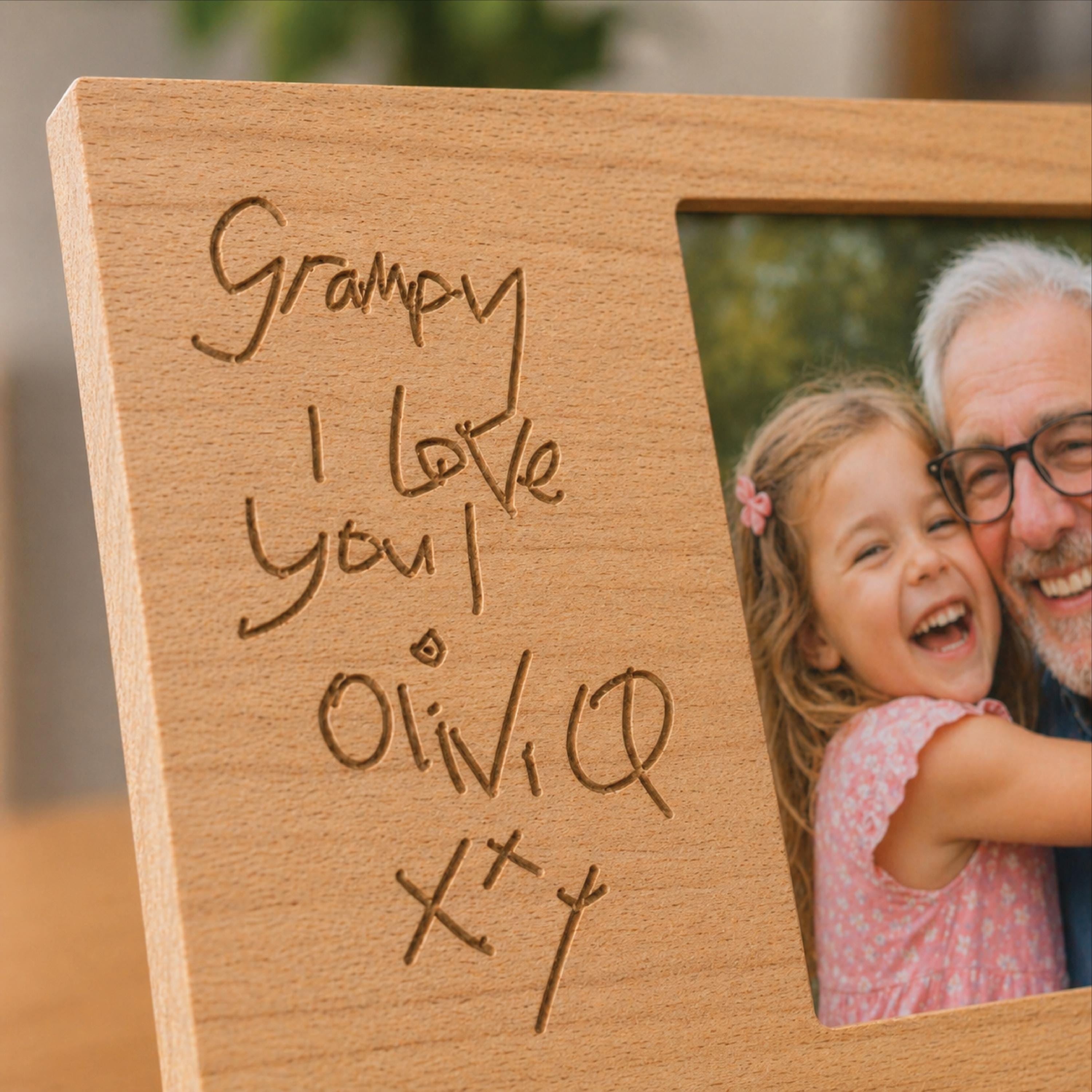 Personalised Child's Handwriting Engraved Photoframe For Father's Day