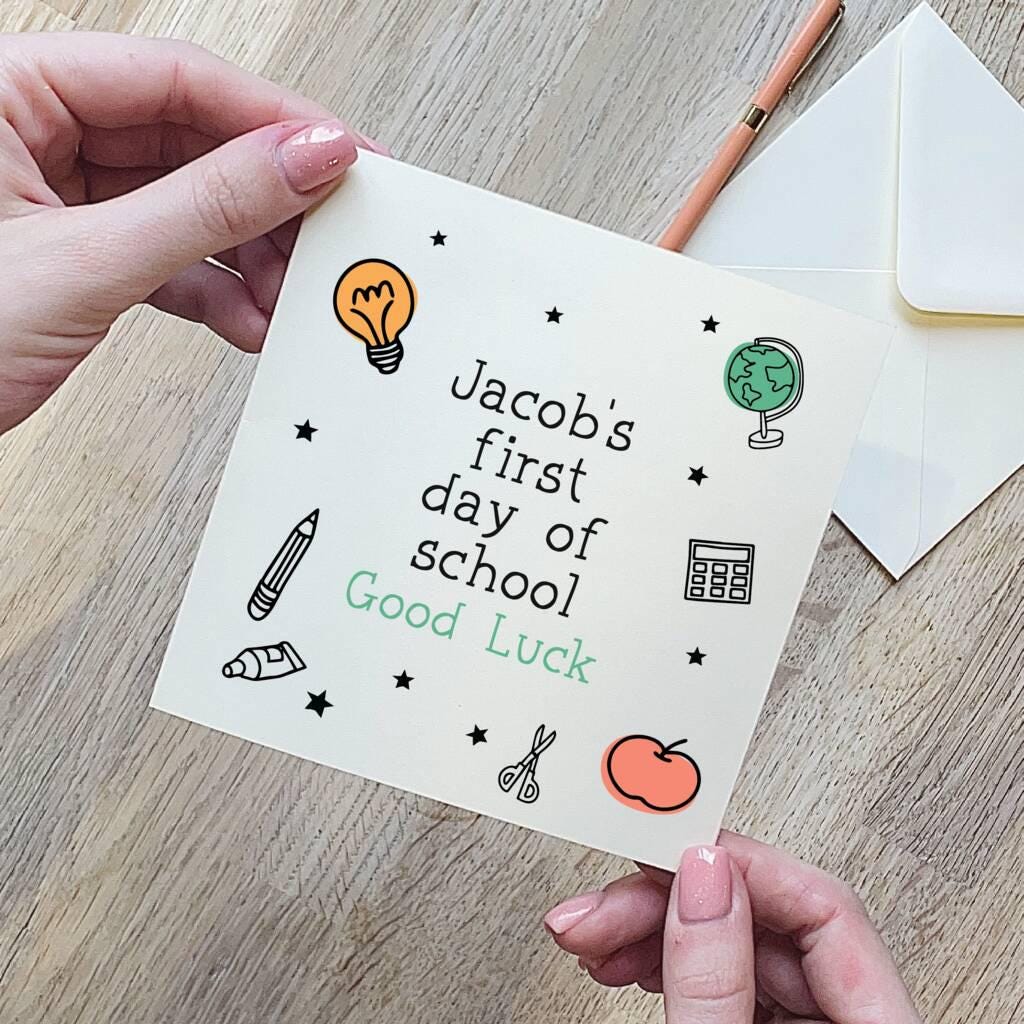 Personalised First Day Of School Drawing Card
