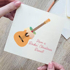 Personalised Guitar Christmas Pudding Card