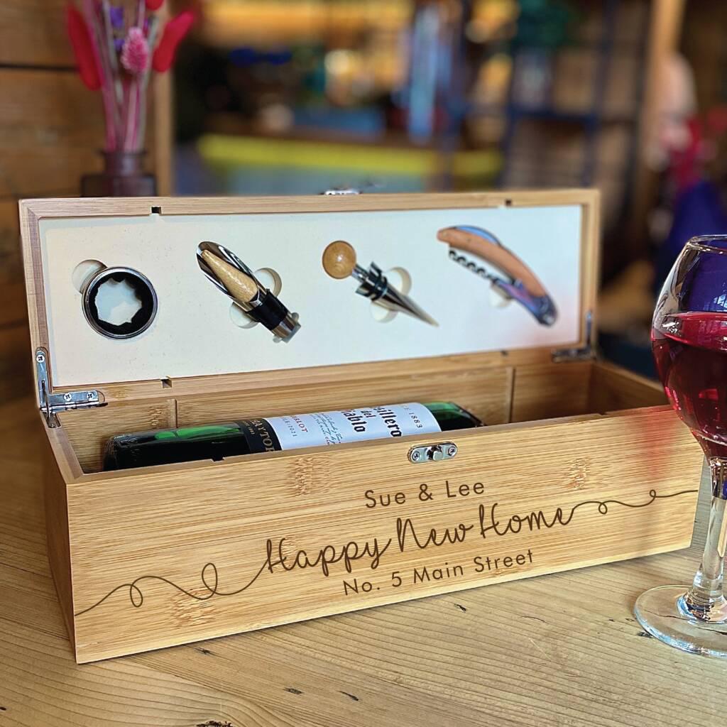 New Home Four Piece Wine Bottle Gift Set