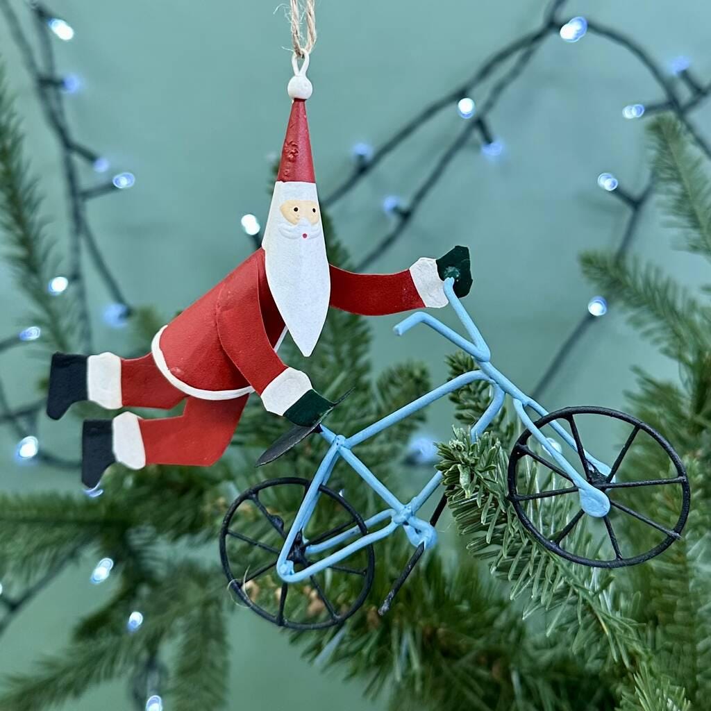 Personalised Santa On Bmx Bike Bauble