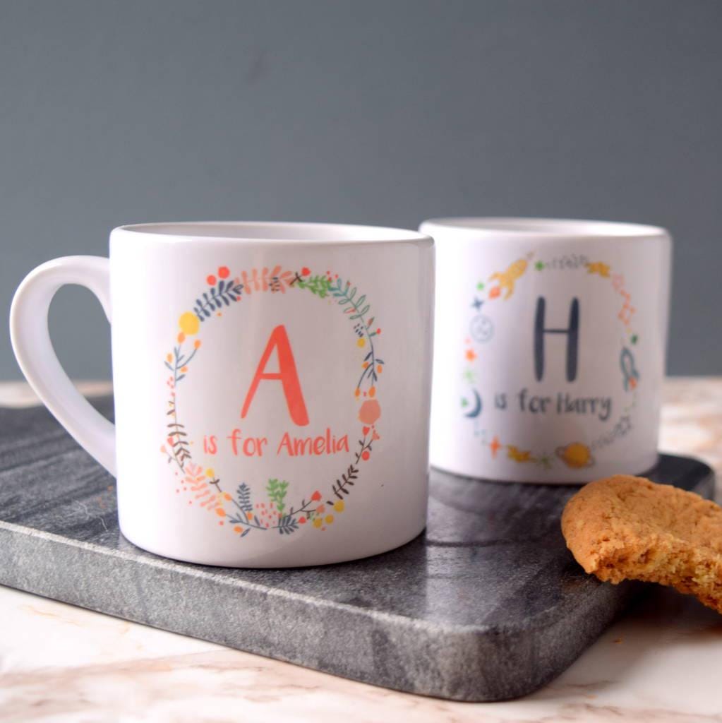Personalised Children's Wreath Initial Mini Mug