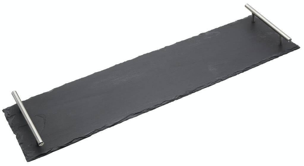 Long Slate Serving Platter With Copper Handles