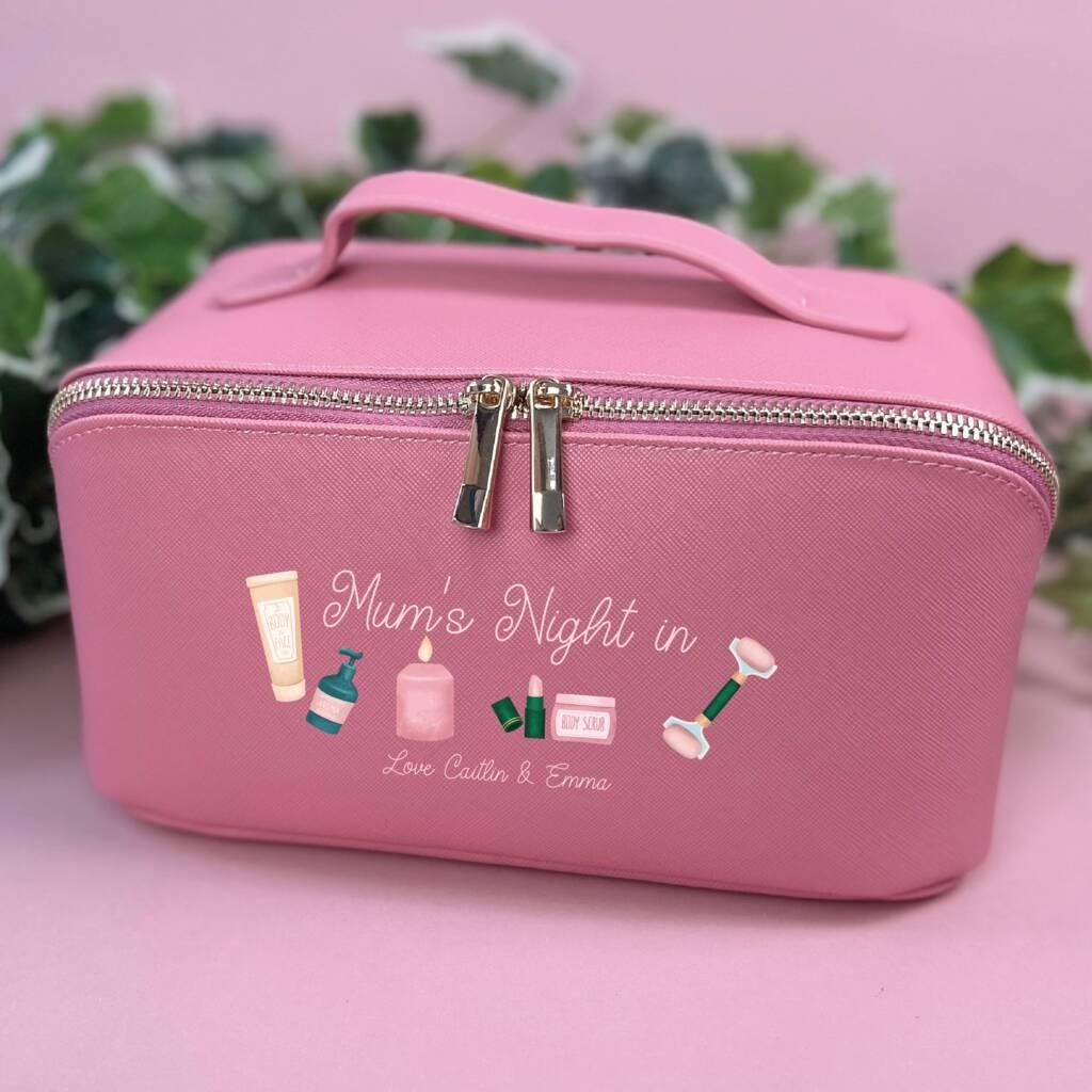 Personalised Mum's Night In Open Flat Washbag