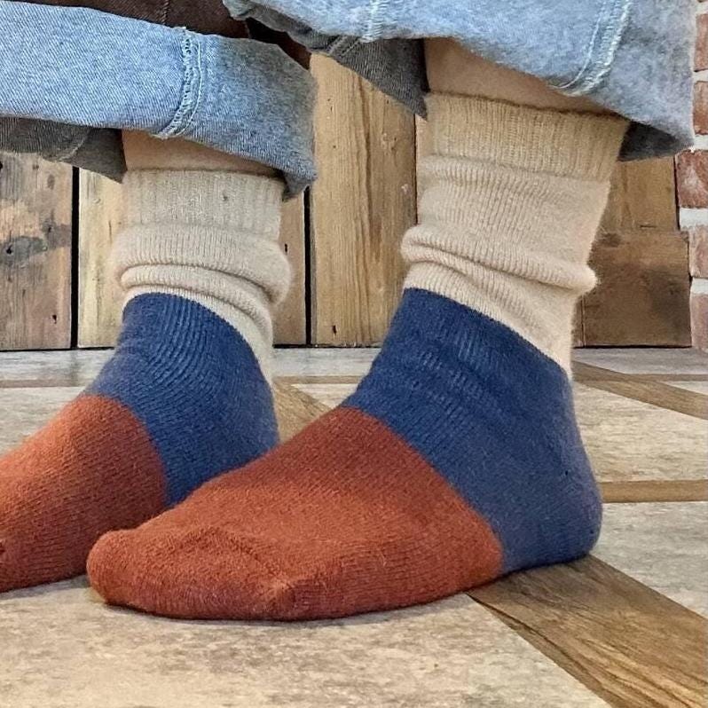 Personalised Men's Block Stripe Cosy Slipper Socks