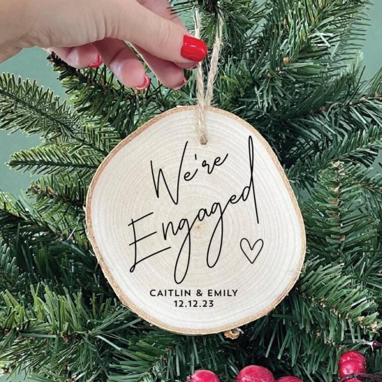 Personalised We're Engaged Christmas Decoration