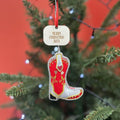 Cowboy Boot Sequin And Fabric Christmas Decoration