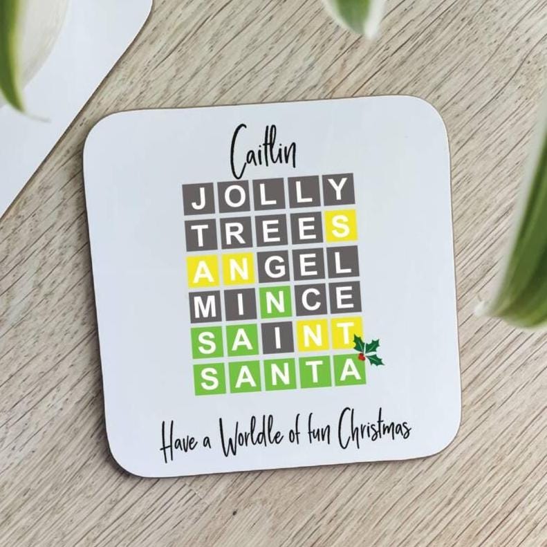Personalised Christmas Wordle Coaster