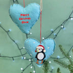 Personalised Felt Fabric Christmas Puffin Bauble