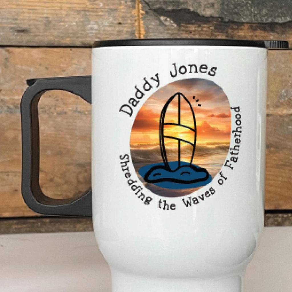 Personalised Surfing Dad Travel Mug