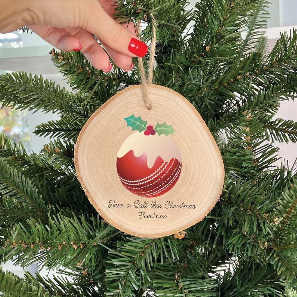 Personalised Cricket Christmas Pudding Decoration