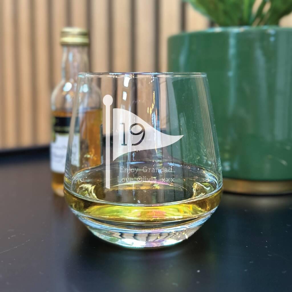 Personalised 19th Hole Golf Whisky Glass