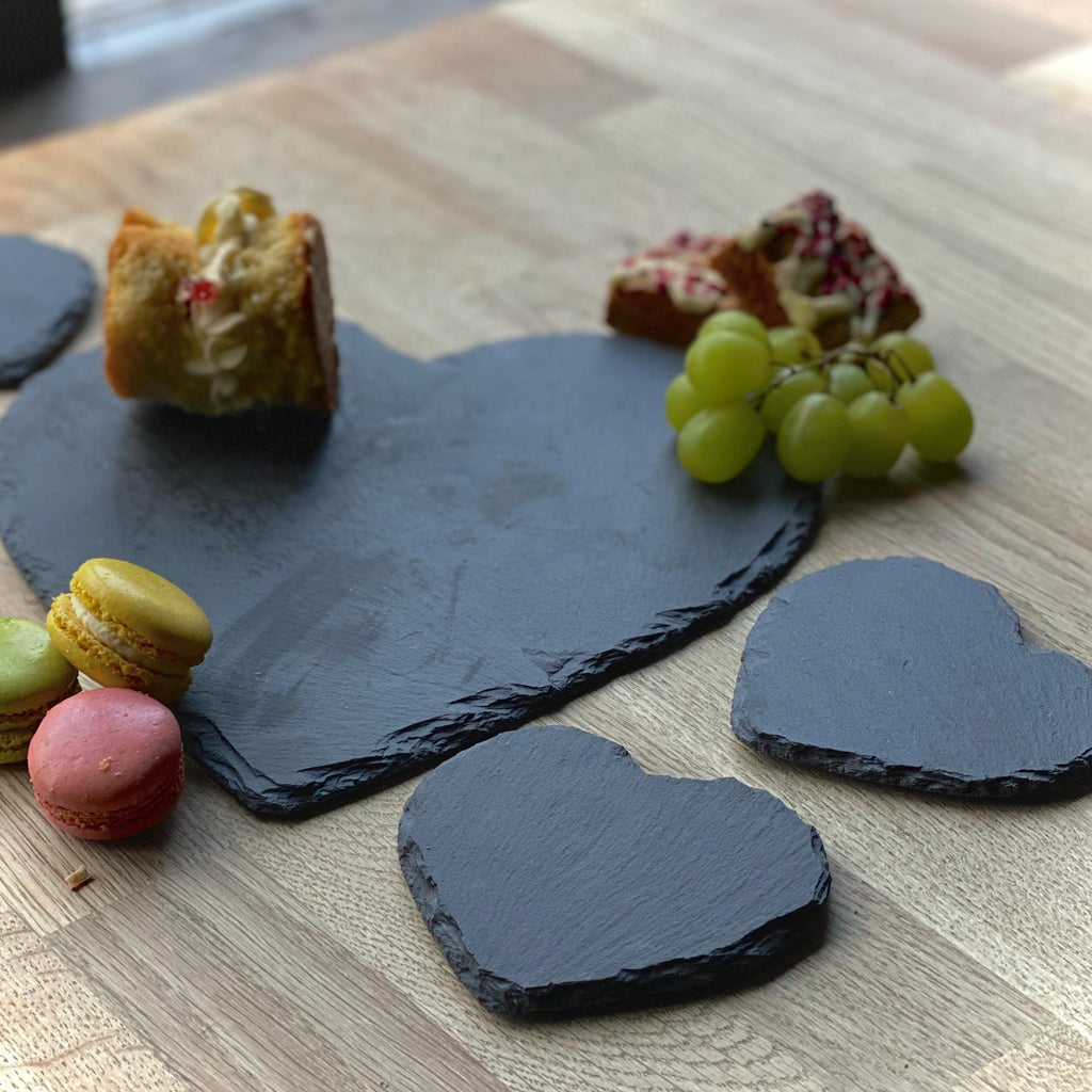 Personalised Mr And Mrs Heart Platter And Coasters
