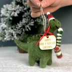 Personalised Felt Dinosaur Christmas Decoration