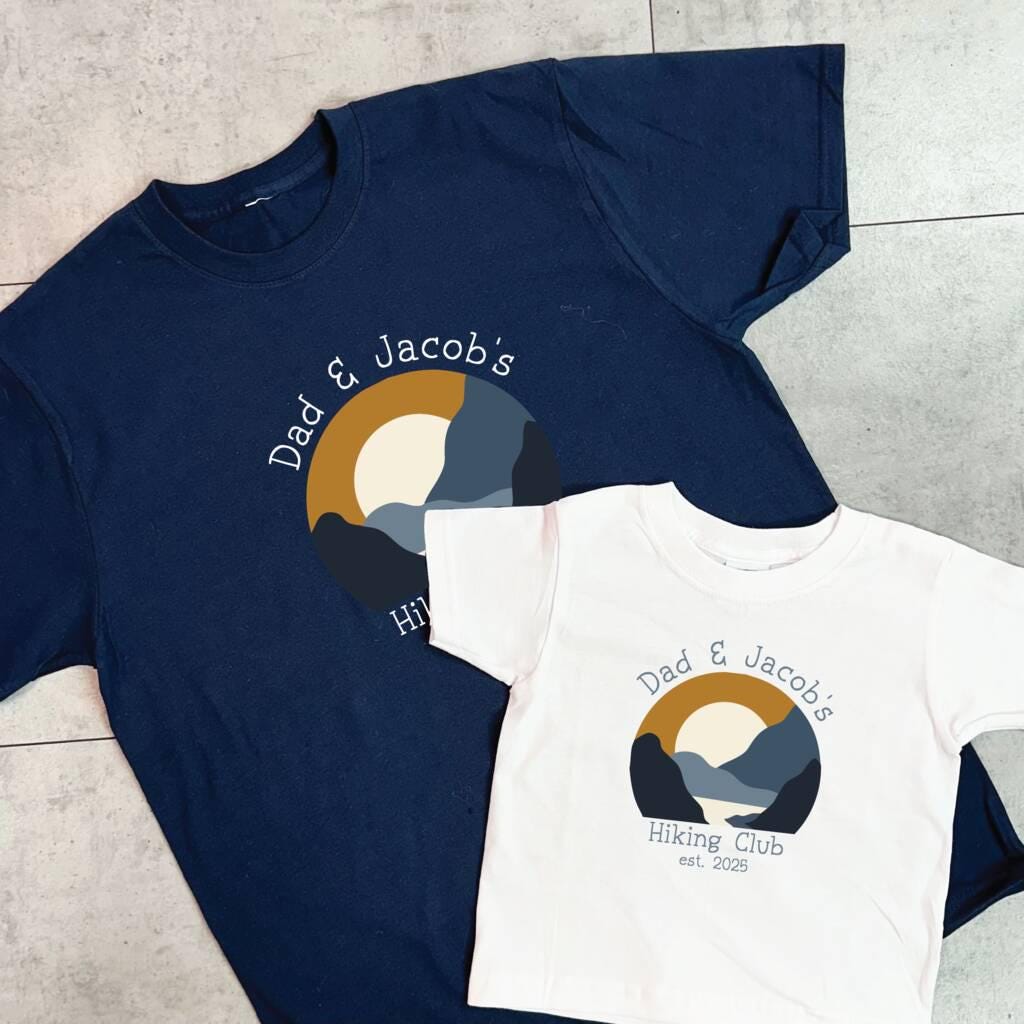Personalised Daddy And Me Hiking Club T Shirt