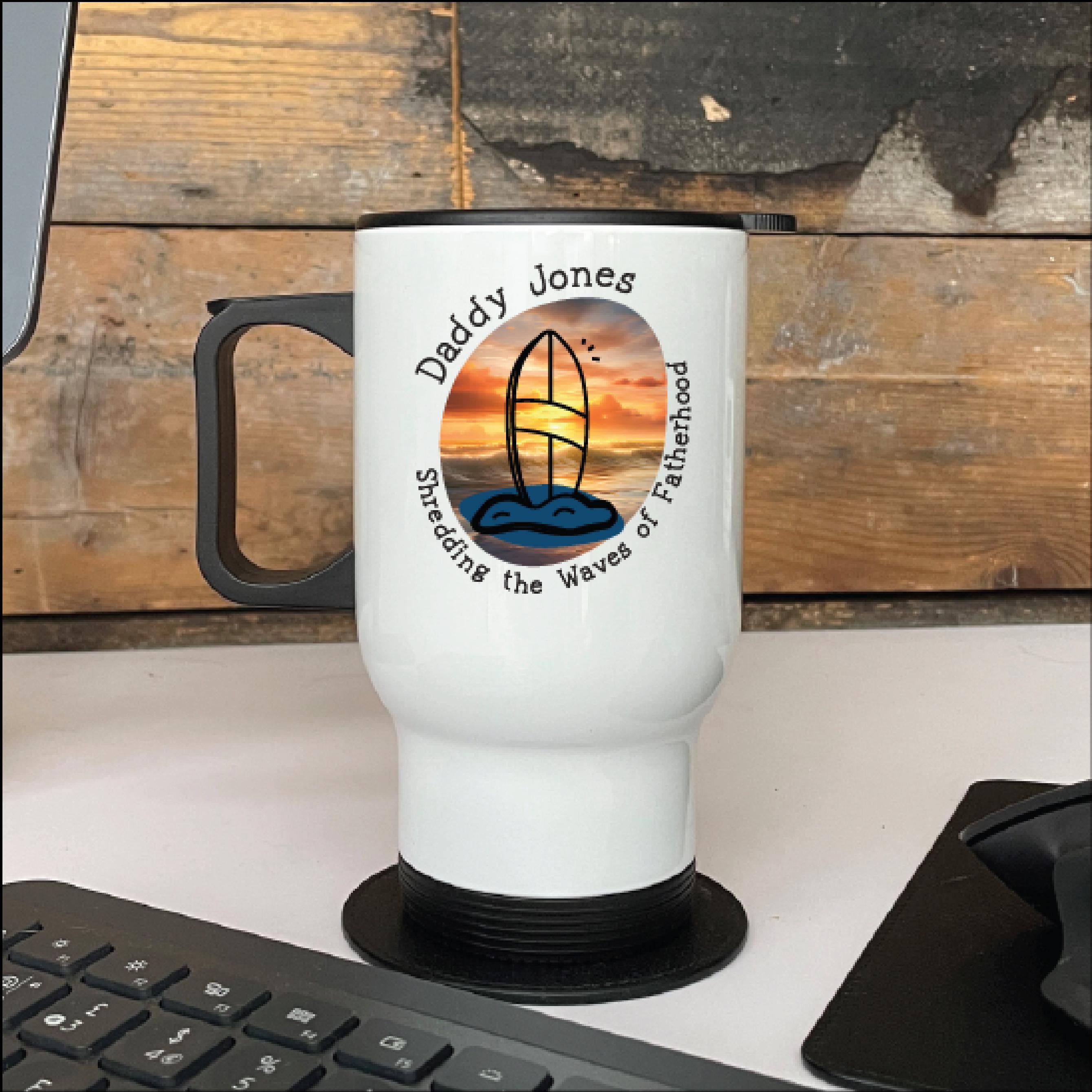 Personalised Surfing Dad Travel Mug