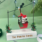 Personalised Cat In Cable Car Christmas Decoration