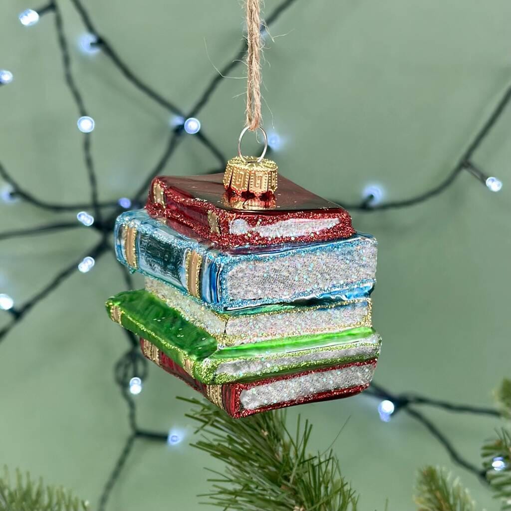 Personalised Stack Of Books Bauble For Reader