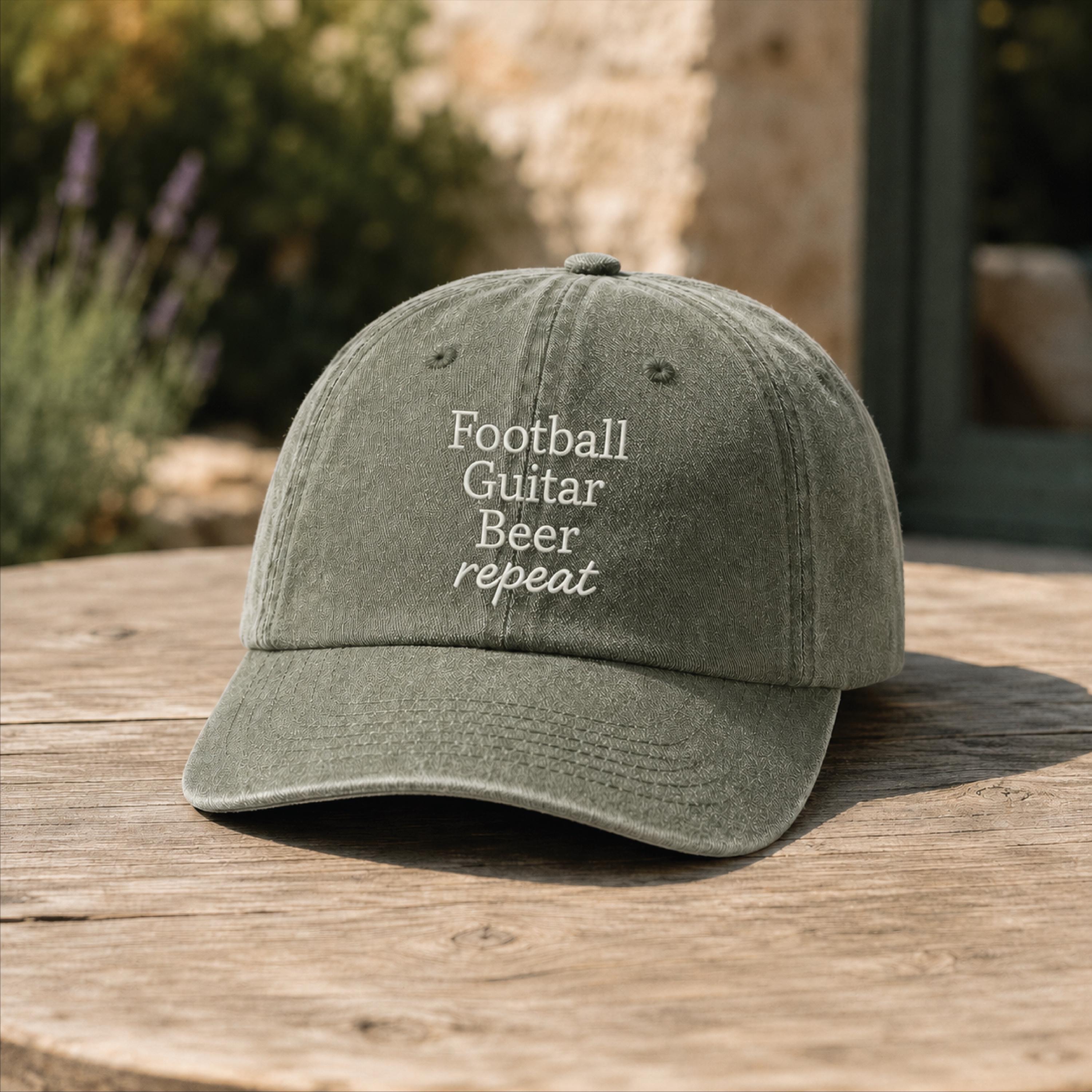 Personalised Dad's Favourite Things On Repeat Cap
