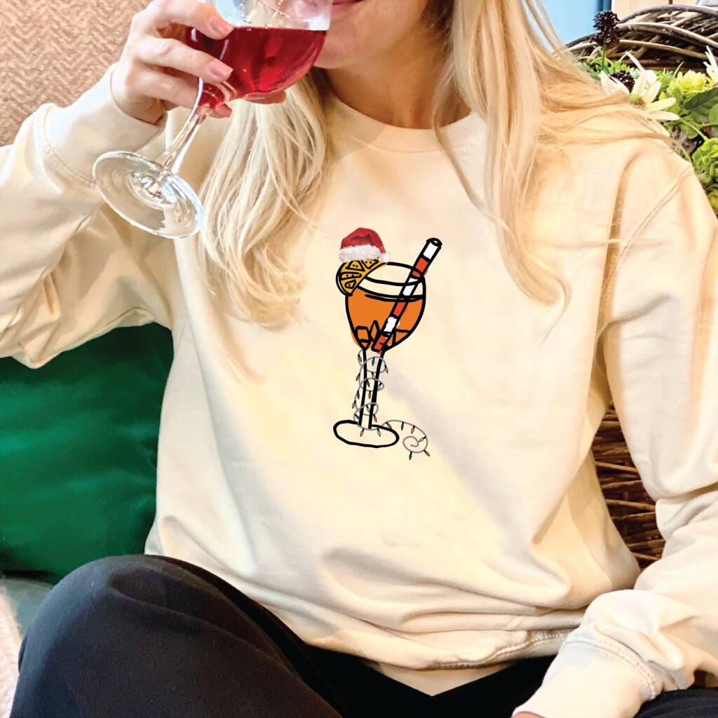 Personalised Santa Hat Aperol Spritz Christmas Jumper
