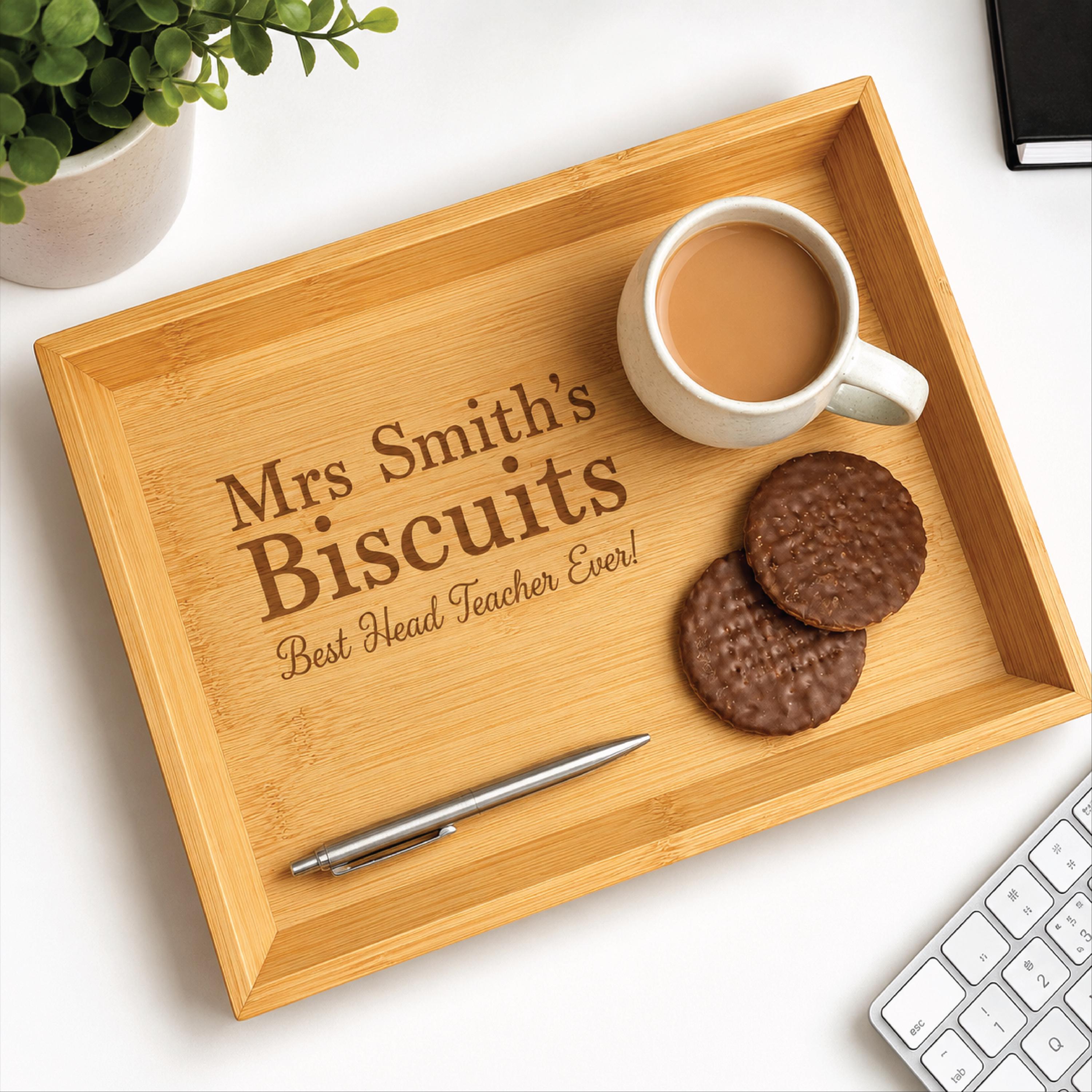 Personalised Bamboo Teacher's Biscuit Tray