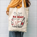 Personalised Big Heart And Wine To Shape Little Minds Tote Bag