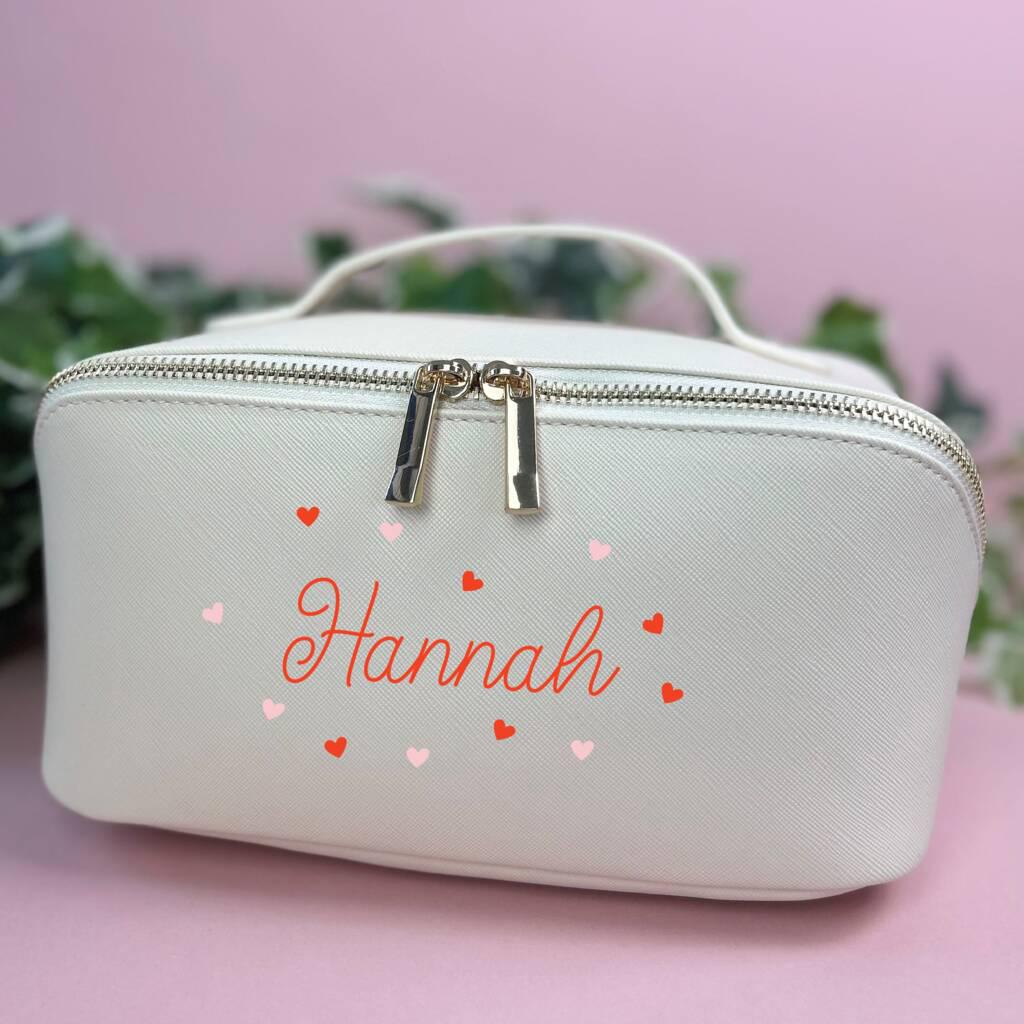 Personalised Heart Open Flat Washbag