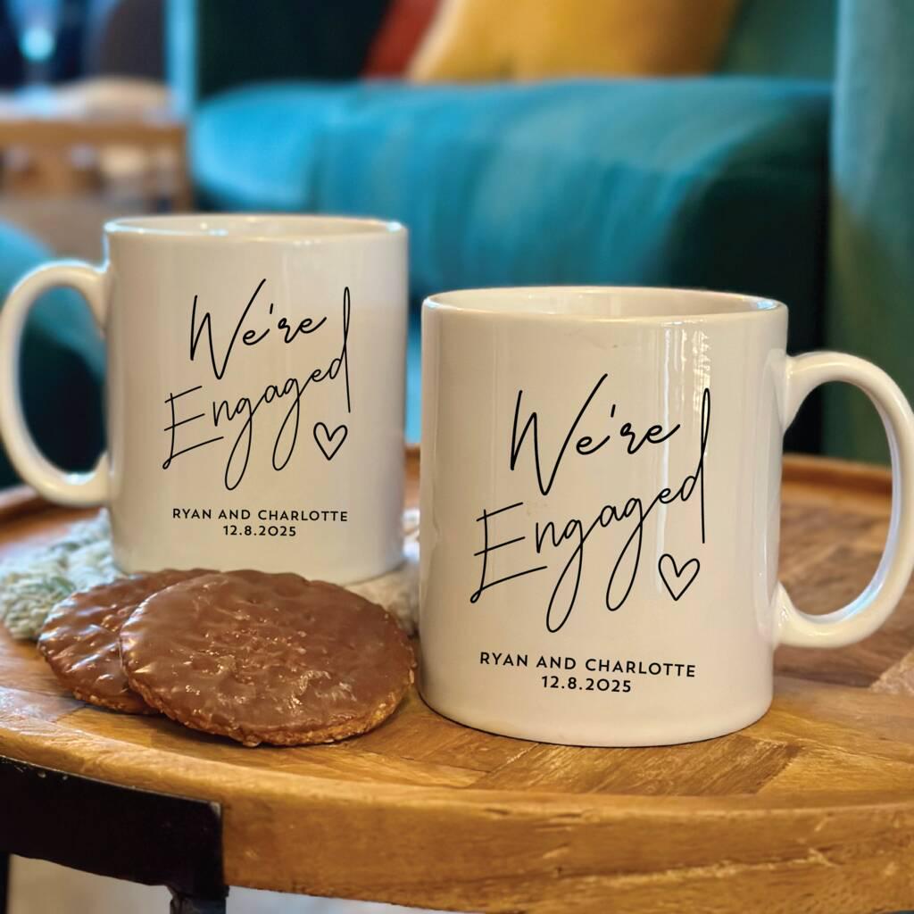 Set Of Two Personalised We're Engaged Mugs