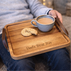 Personalised Acacia Tray With Leather Handles