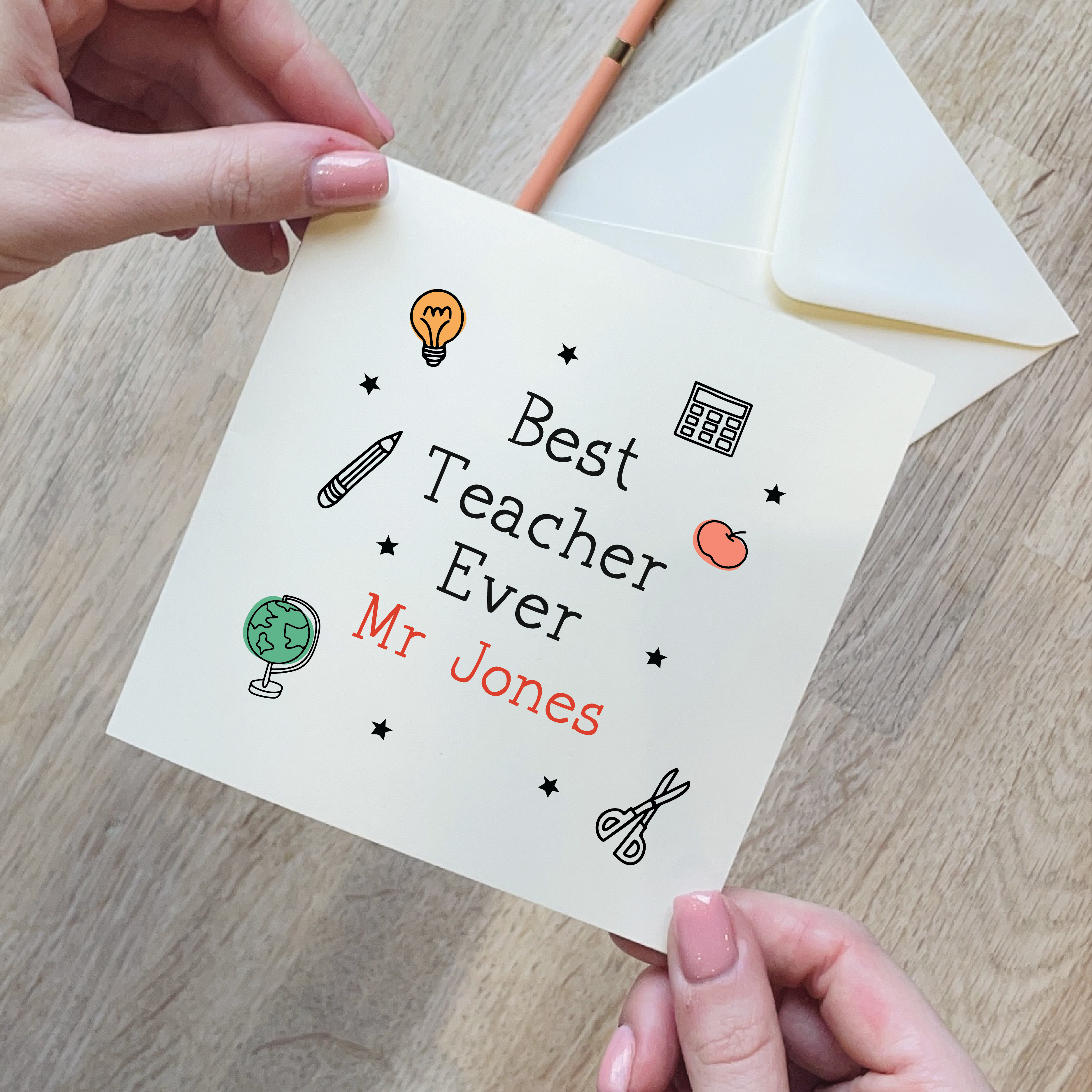Best Teacher Ever Drawing Card