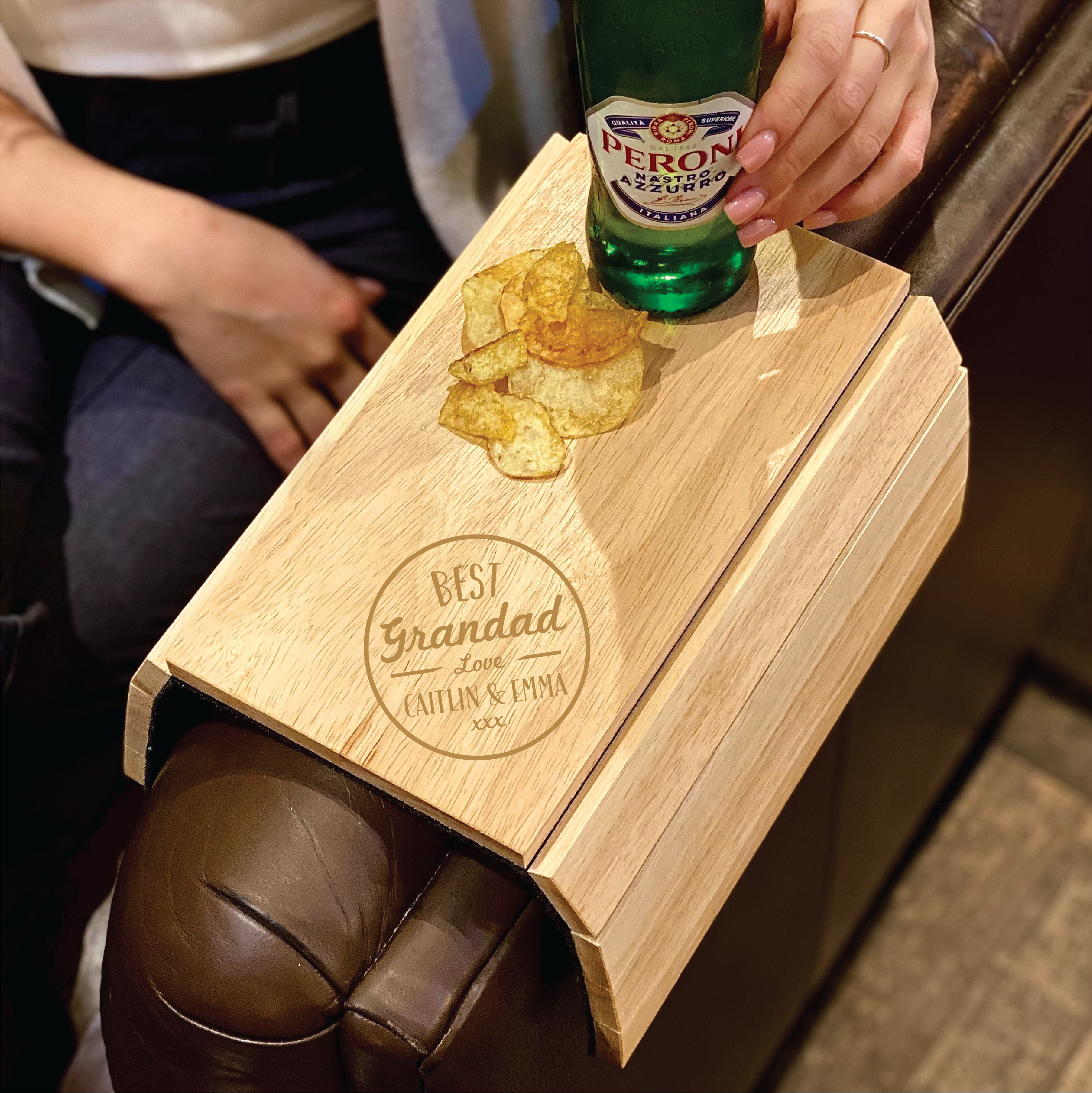 Personalized Grandad Sofa Tray, Engraved Wooden Gift
