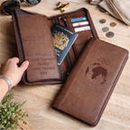 Personalised Brown Travel Wallet With Secret Message