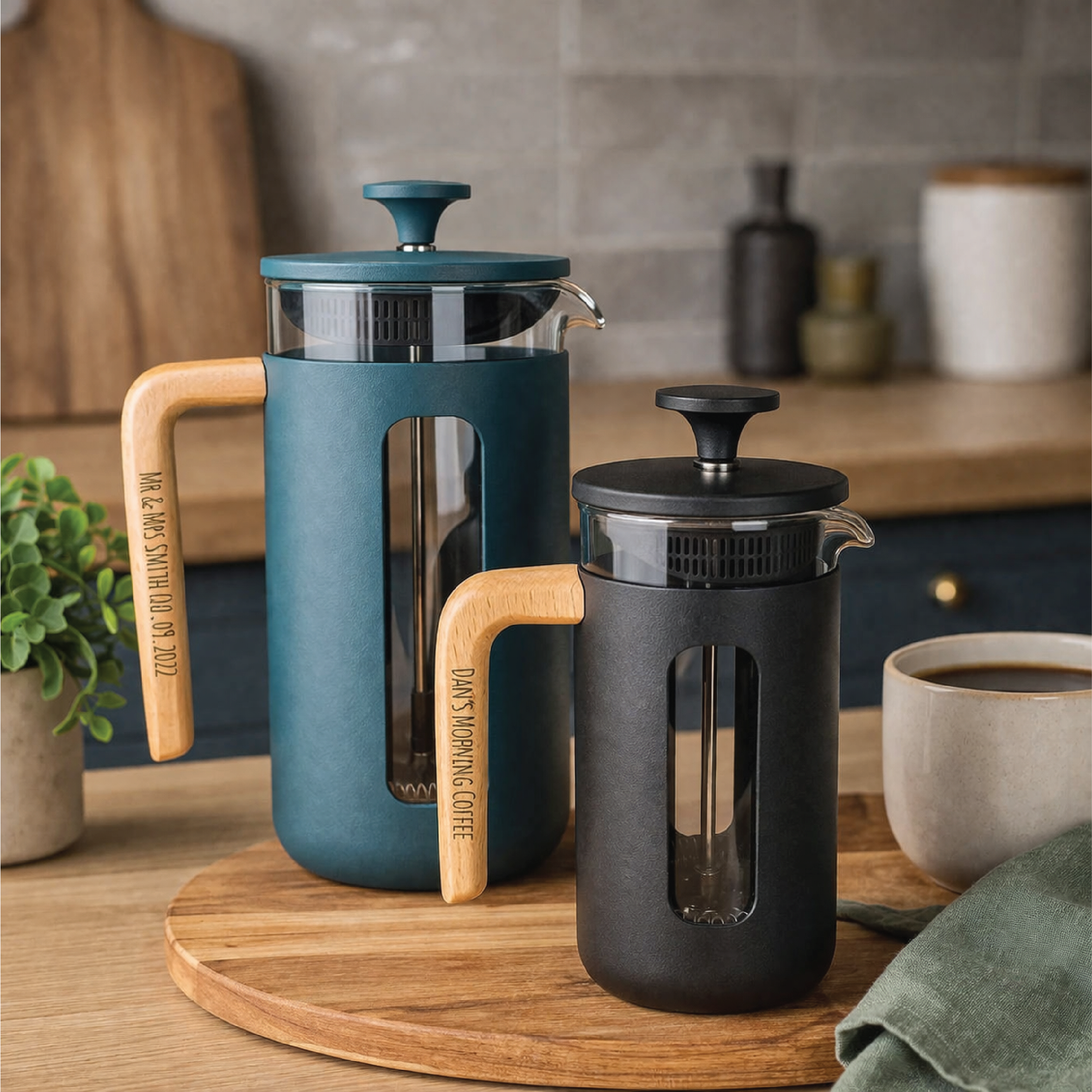 Personalised Wood Handle Cafetiere