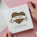 Best Cat Mum Leopard Print Heart Card
