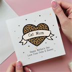 Best Cat Mum Leopard Print Heart Card