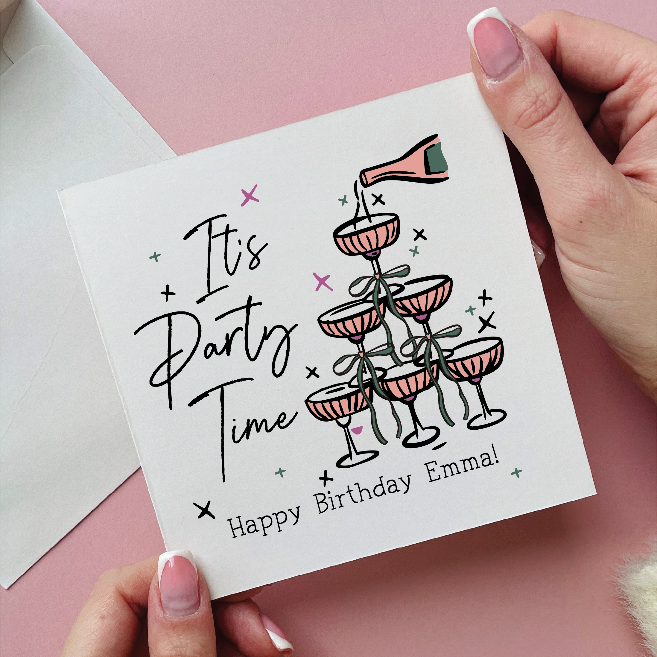Champagne Tower It's Party Time Birthday Card