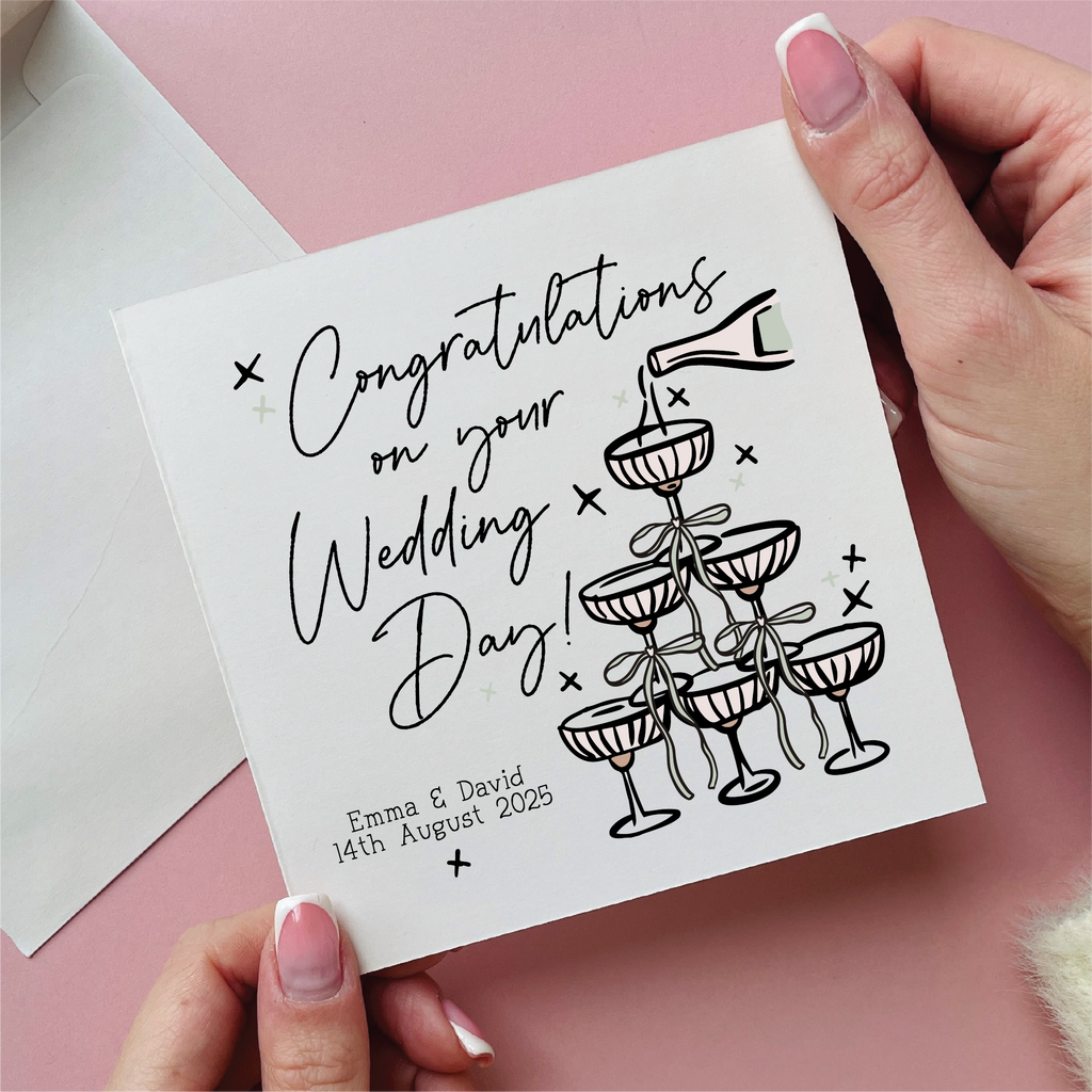Personalised Champagne Tower Wedding Card