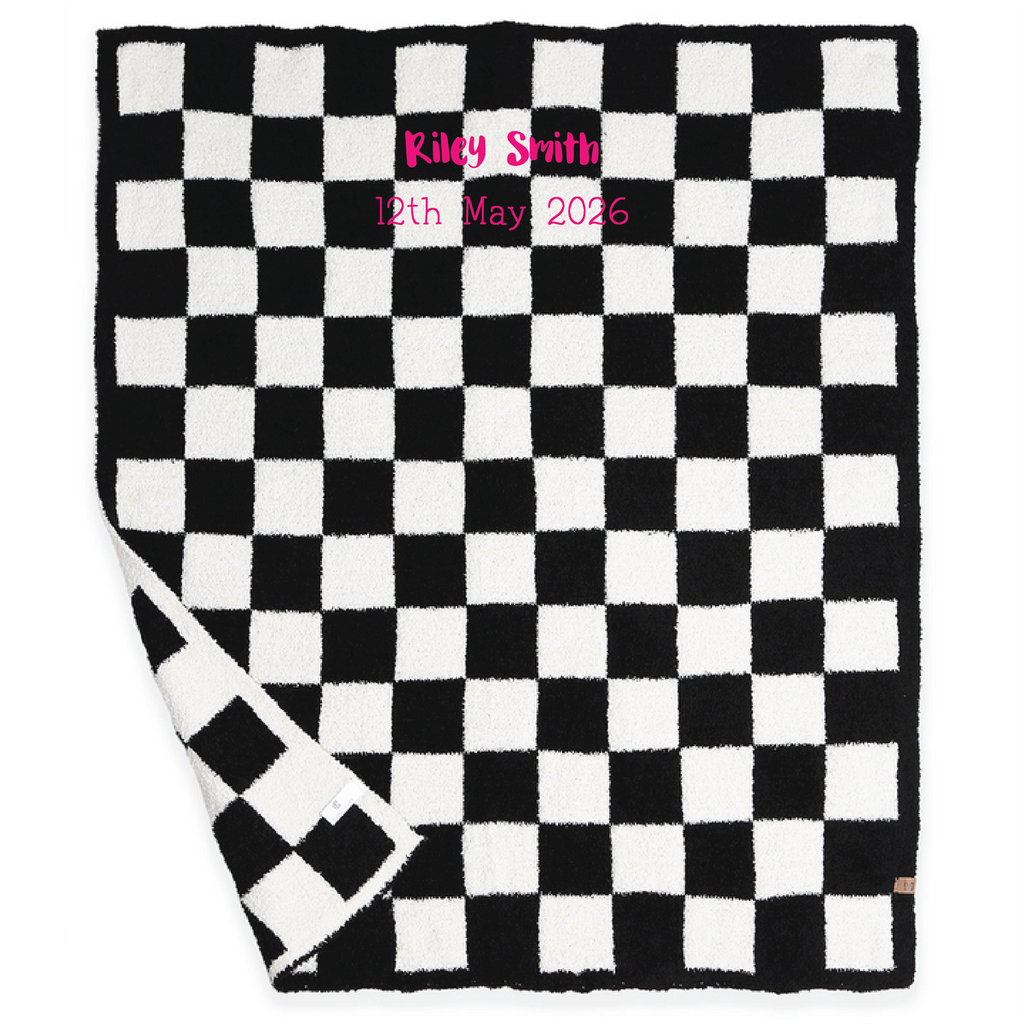 Personalised Checkerboard Baby Blanket