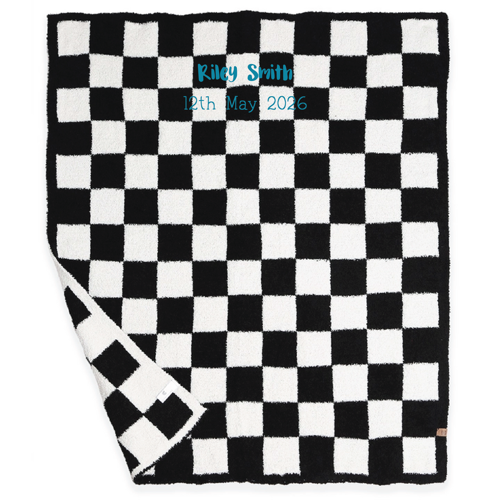 Personalised Checkerboard Baby Blanket